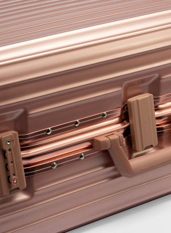 28-Inch Pebble Aluminium Frame Ultra-Light Hardside Expandable Built-In TSA Lock Zipperless Luggage With Spinner Wheels Rose Gold