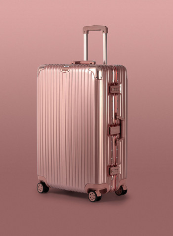 28-Inch Pebble Aluminium Frame Ultra-Light Hardside Expandable Built-In TSA Lock Zipperless Luggage With Spinner Wheels Rose Gold