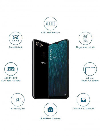 A5s Dual SIM Black 3GB RAM 32GB 4G LTE