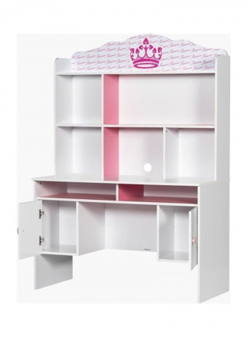 Princess 2-Door Study Desk With Hutch White/Pink