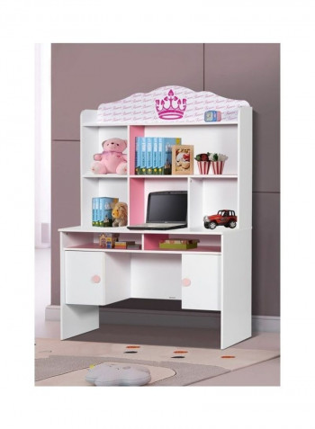 Princess 2-Door Study Desk With Hutch White/Pink