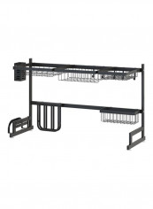 Adjustable Large Dish Drainer Shelf With Utensil Holder Black 41x34x18cm reviews Adjustable Large Dish Drainer Shelf With Utensil Holder Black 41x34x18cm