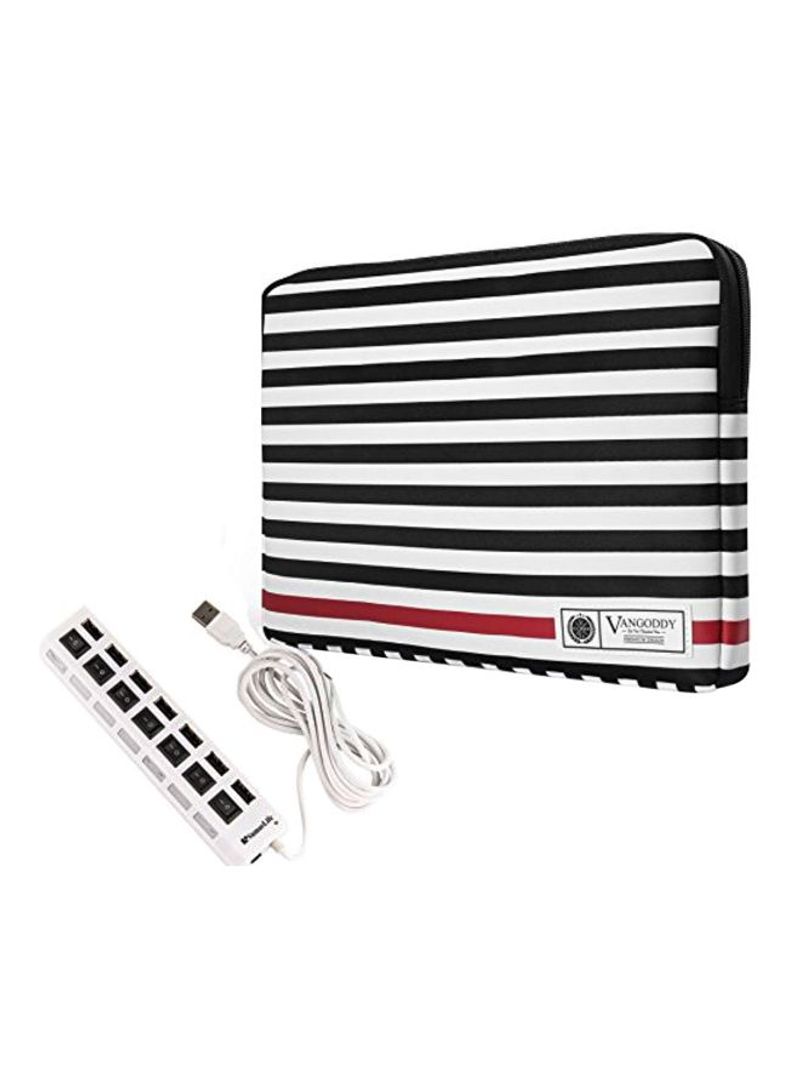 Protective Laptop Gaming Sleeve And USB Cable Black/White