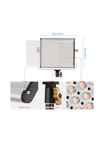 Portable Video Light Panel Fill-In Lamp With Stand Black