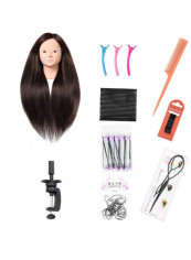 Manikin Doll Head With Table Clamp Stand And Tools Pack Brown