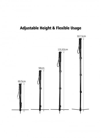 4-Section Photography Camera Monopod Black