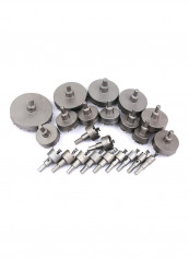 23-Piece Carbide Drill Hole Saw Set Silver/Yellow/Red