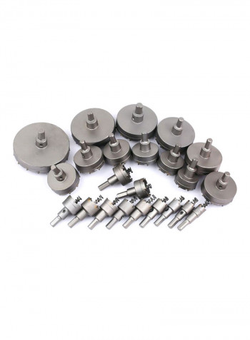 23-Piece Carbide Drill Hole Saw Set Silver/Yellow/Red
