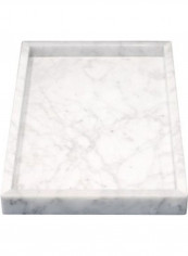 Rectangular Decorative Marble Tray White/Grey 25x14x9cm