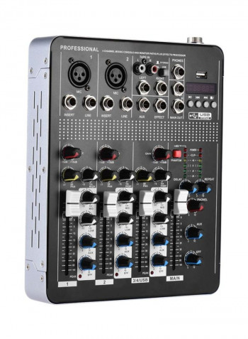 Professional 4-Channel Mic Line Audio Mixer With 3-Band EQ