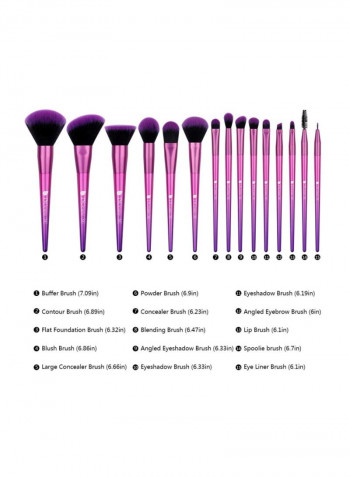 15-Piece Makeup Brushes Set Purple
