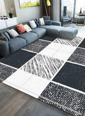 Living Room Floor Simple Colorblock Pattern Anti-Slip Soft Rug multicolour 120*160(W*L)cmcm
