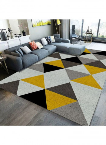 Living Room Floor Simple Triangles Print Anti-Slip Cozy Rug Yellow 120*160(W*L)cmcm