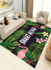 Cartoon Flamingo Plants Pattern Anti-skid Soft Floor Mat Multicolour 140x200cm
