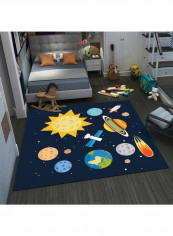 Cartoon Planets Pattern Rug Multicolour 120x160cm