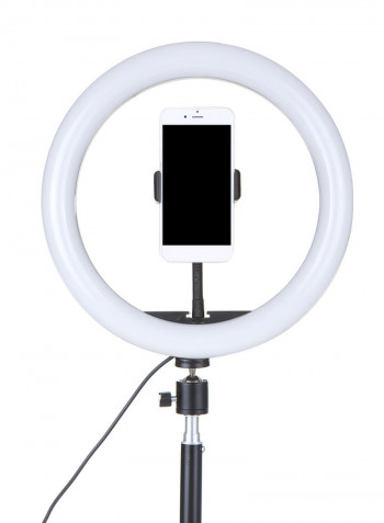 DC5V 7W LED Light Round Selfie Camera Lamp with Telescopic Tripod multicolour 37.00*6.00*35.00cm