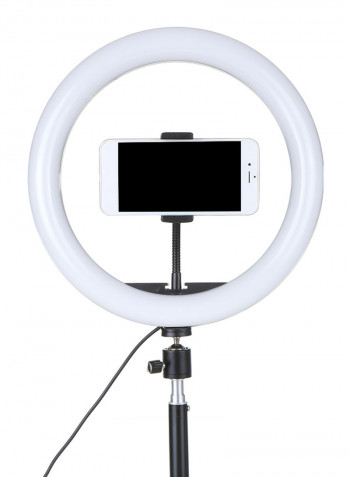 DC5V 7W LED Light Round Selfie Camera Lamp with Telescopic Tripod multicolour 37.00*6.00*35.00cm