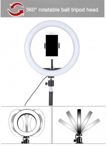 DC5V 7W LED Light Round Selfie Camera Lamp with Telescopic Tripod multicolour 37.00*6.00*35.00cm