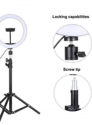DC5V 7W LED Light Round Selfie Camera Lamp with Telescopic Tripod multicolour 37.00*6.00*35.00cm