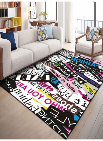 Letters Pattern Anti-Slip Carpet Multicolour 140x200cm