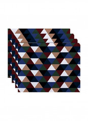 4-Piece Geometric Printed Placemat White/Black/Red 18x14inch