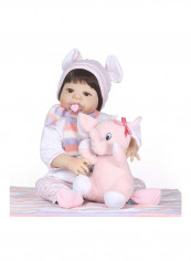 Realistic Toddler Doll With Elephant Shaped Soft Toy 47 x 17 x 23سنتيمتر