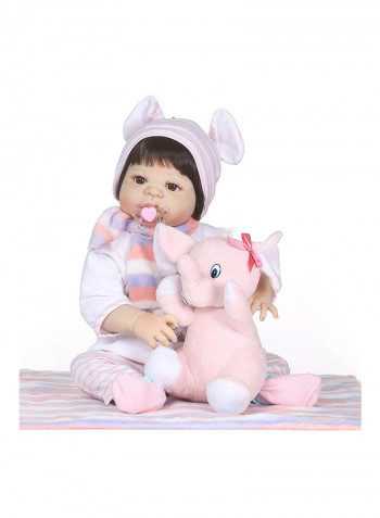 Realistic Toddler Doll With Elephant Shaped Soft Toy 47 x 17 x 23سنتيمتر