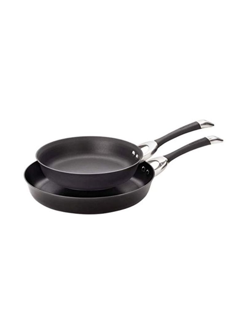 2-Piece Anodized Nonstick Frying Pan Set Black/Silver