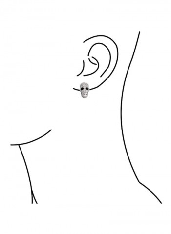 Silver Plated Brass Cubic Zirconia Studded Skull Designed Earrings