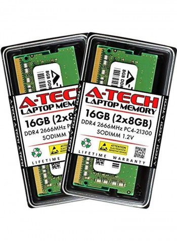 2-Piece DDR4 SODIMM PC4-21300 RAM Set 8GB Green/Black