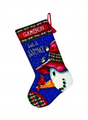 Snowman Perch Personalized Christmas Stocking Kit Multicolour
