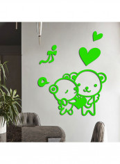 3D Cartoon Wall Sticker Romantic Self-Adhesive Green