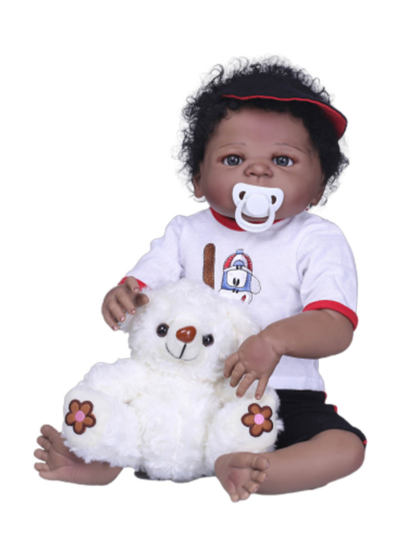 Cloth Body Lifelike Toddler Doll With Stuffed Toy 47 x 15 x 21centimeter