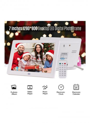 LED Digital Photo Frame With Remote Control White