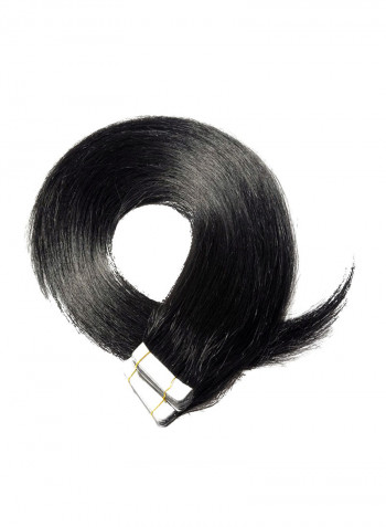 Pack Of 40 Long Straight Hair Extension With Double Sided Tape #1 Jet Black 14inch