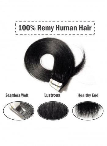 Pack Of 40 Long Straight Hair Extension With Double Sided Tape #1 Jet Black 14inch