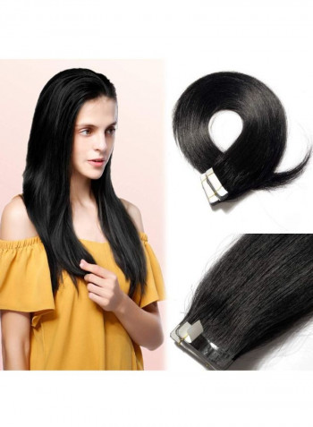 Pack Of 40 Long Straight Hair Extension With Double Sided Tape #1 Jet Black 14inch