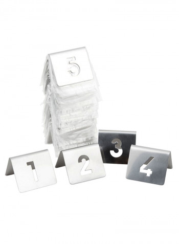 Table Tent 1-50 Cut-Out Number Silver