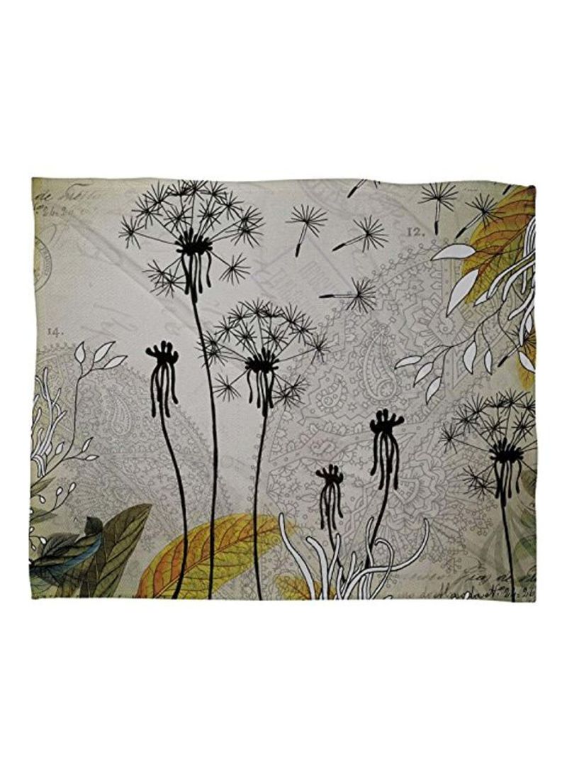 Iveta Abolina Little Dandelion Fleece Throw Blanket Polyester Grey/White 50x60inch