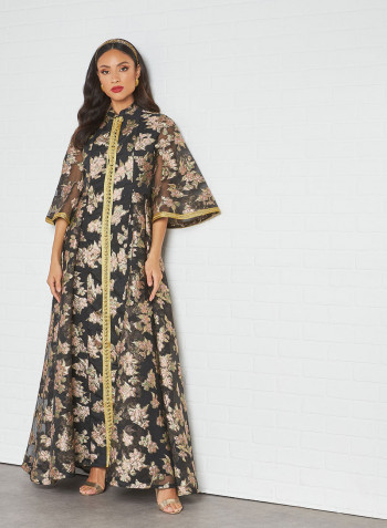Floral Organza Dress Black