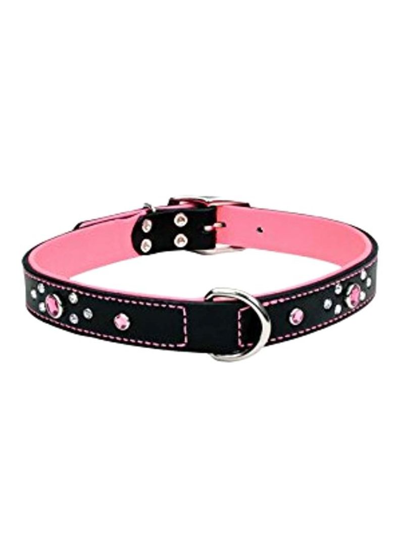 Leather Round Collar Black/Pink