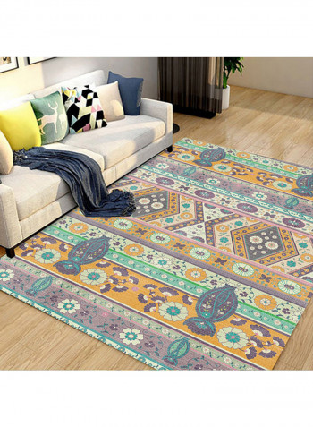 Floral Pattern Washable Bedside Carpet Multicolour 80(W)x180 (L)centimeter