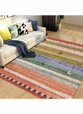 Striped Living Room Rectangular Carpet Multicolour 80(W)x180 (L)centimeter