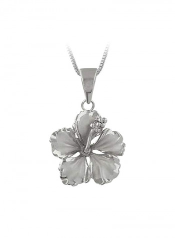 925 Sterling Silver Hibiscus Pendant Necklace