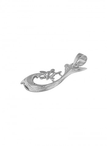 925 Sterling Silver Turtle Fish Hook Pendant Necklace