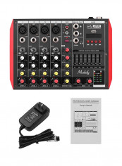 6-Channel Mixing Console With Built-In 48V Phantom Power Supports VM1045 Black/Red