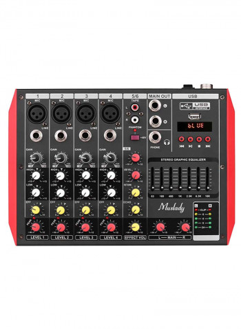 6-Channel Mixing Console With Built-In 48V Phantom Power Supports VM1045 Black/Red