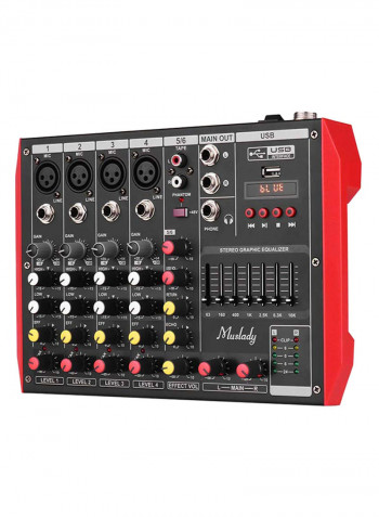 6-Channel Mixing Console With Built-In 48V Phantom Power Supports VM1045 Black/Red
