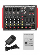 6-Channel Mixing Console With Built-In 48V Phantom Power Supports VM1046 Black/Red