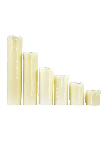 6-Piece Battery Operated Flameless Candle Set With LED Timer Ivory